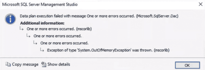 SSMS Out of Memory