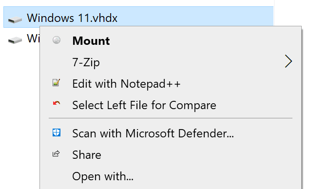 Mount VHD Drive in Windows Explorer